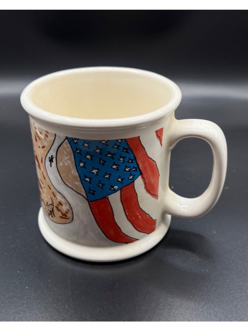 Hand-Painted Highway USA Ceramic Mug Road Scene Ron Howard Vintage 2013